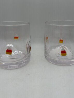 Crate & Barrel Candy Corn Icon Juice Glass New Set of 2